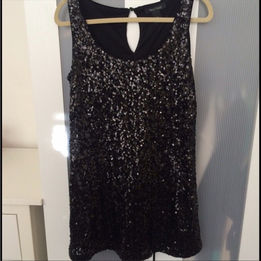 White House black market black sequin mini dress
